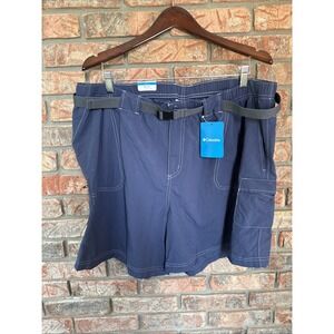 New Columbia Women's 2x Court Short Regular Fit 6"‎ Inseam Belt Navy Cargo